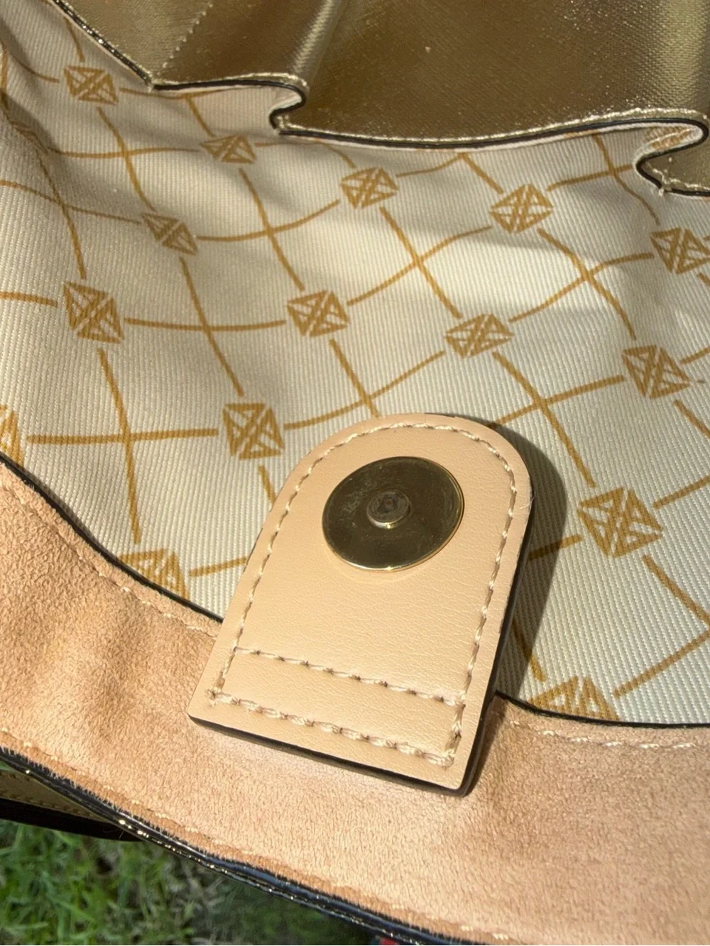 ANTONIO MELANI Metallic Champagne Snake-Texture Leather Tote